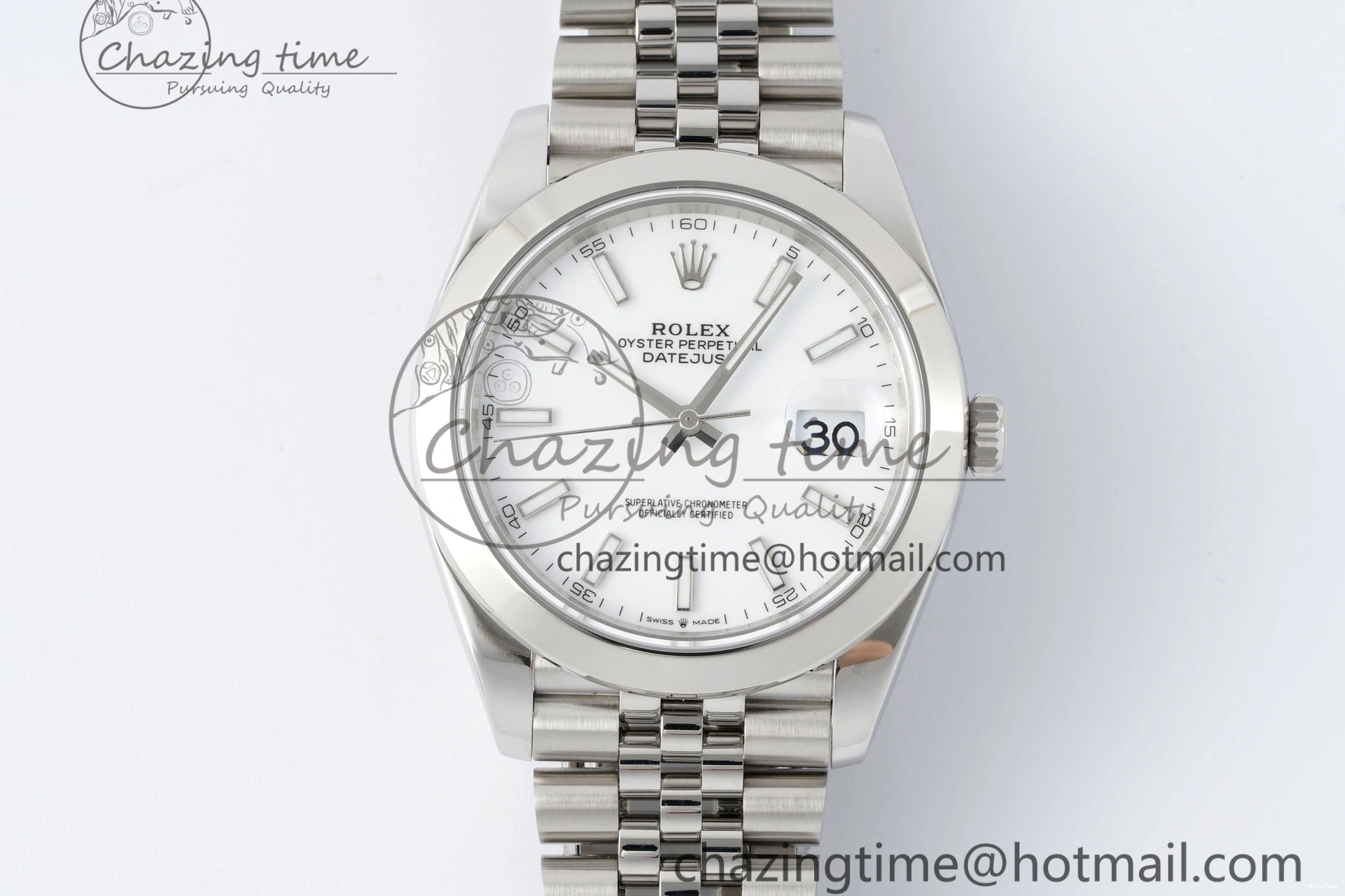 MiroTime 0508 RelaxedFit DateJust 41 SS Polished Bezel KING 1:1 Best Edition 904L Steel White Stick Dial on Jubilee Bracelet VR 2160